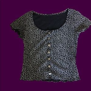 Navy blue Zelly ruffle top from Brandy Melville